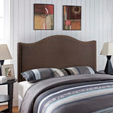 Felix Nailhead Upholstered Queen Headboard in Dark Brown