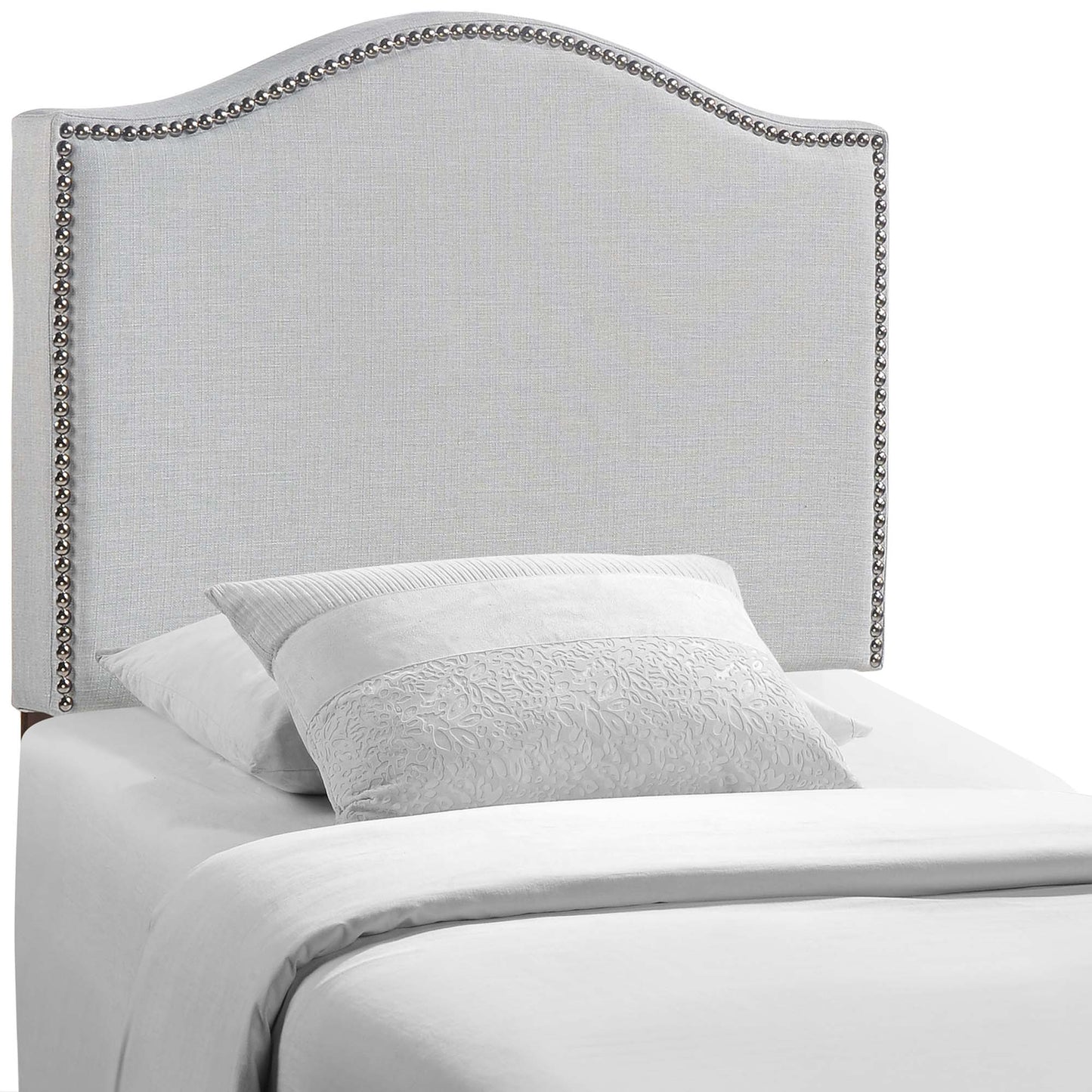 Curl Nailhead Upholstered Twin Headboard by Furniture For America