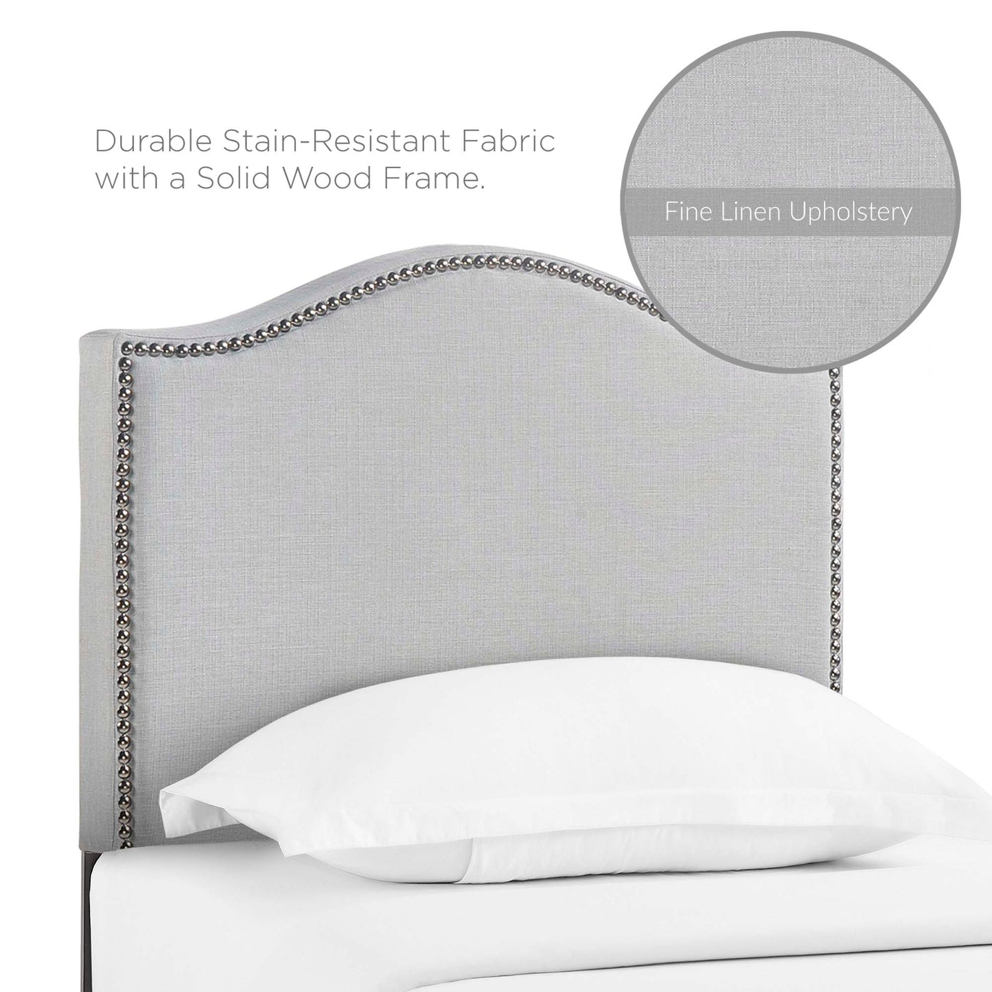 Curl Nailhead Upholstered Twin Headboard by Furniture For America