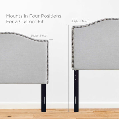Curl Nailhead Upholstered Twin Headboard by Furniture For America