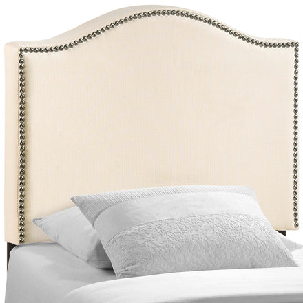 Curl Nailhead Upholstered Twin Headboard in Ivory