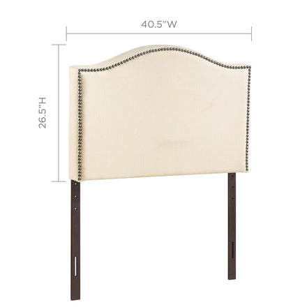 Curl Nailhead Upholstered Twin Headboard in Ivory