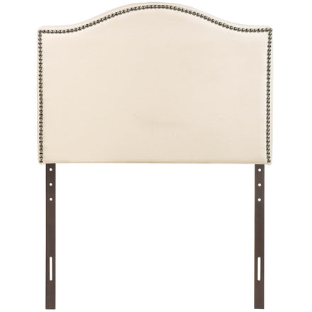 Curl Nailhead Upholstered Twin Headboard in Ivory