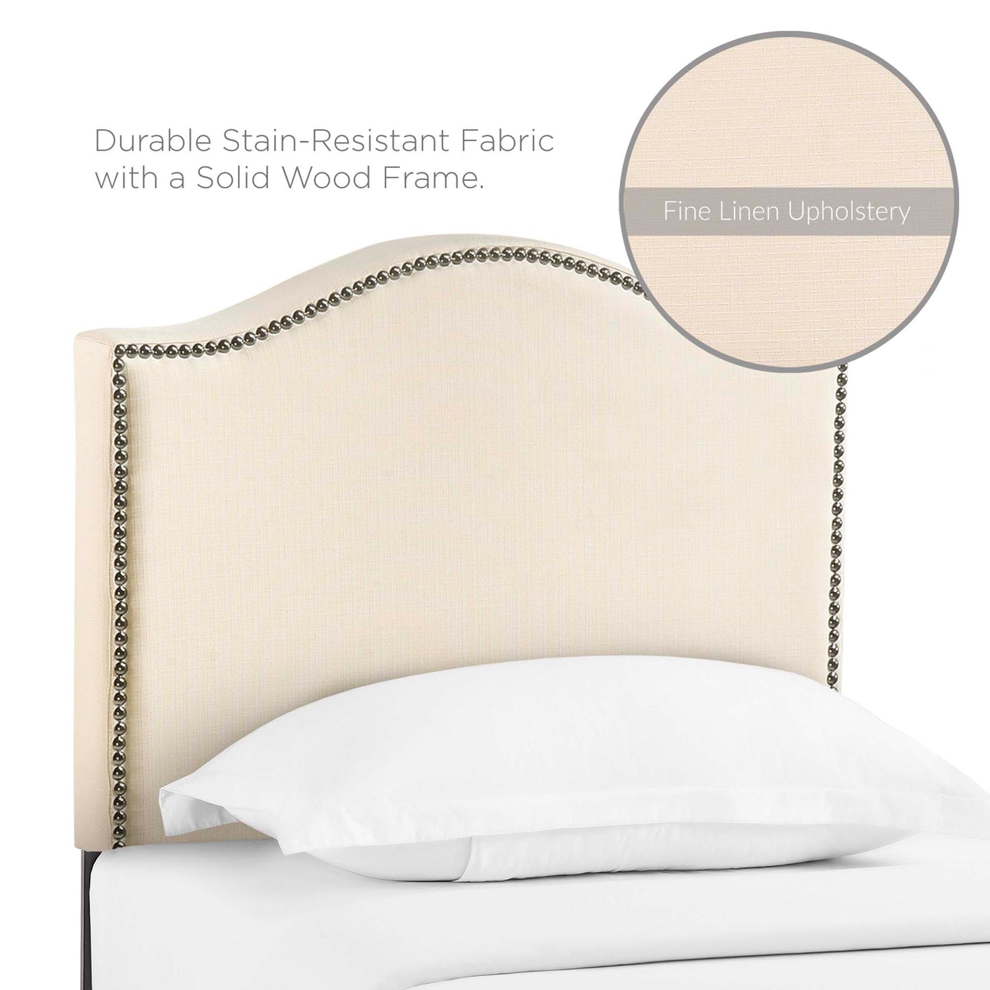 Curl Nailhead Upholstered Twin Headboard by Furniture For America