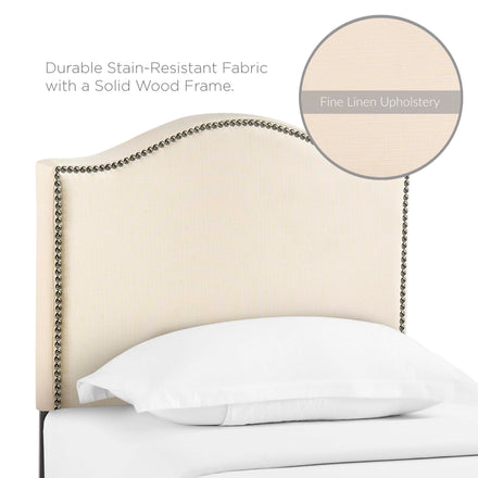Curl Nailhead Upholstered Twin Headboard in Ivory