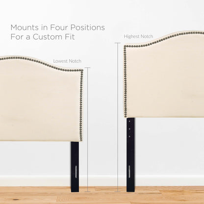 Curl Nailhead Upholstered Twin Headboard by Furniture For America