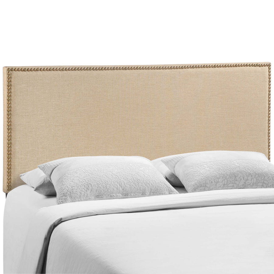 Grove Nailhead Upholstered Queen Headboard in Cafe
