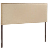 Grove Nailhead Upholstered Queen Headboard in Cafe