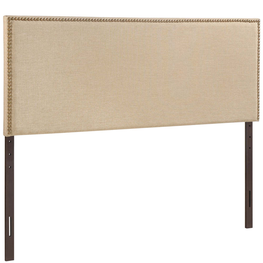 Grove Nailhead Upholstered Queen Headboard in Cafe