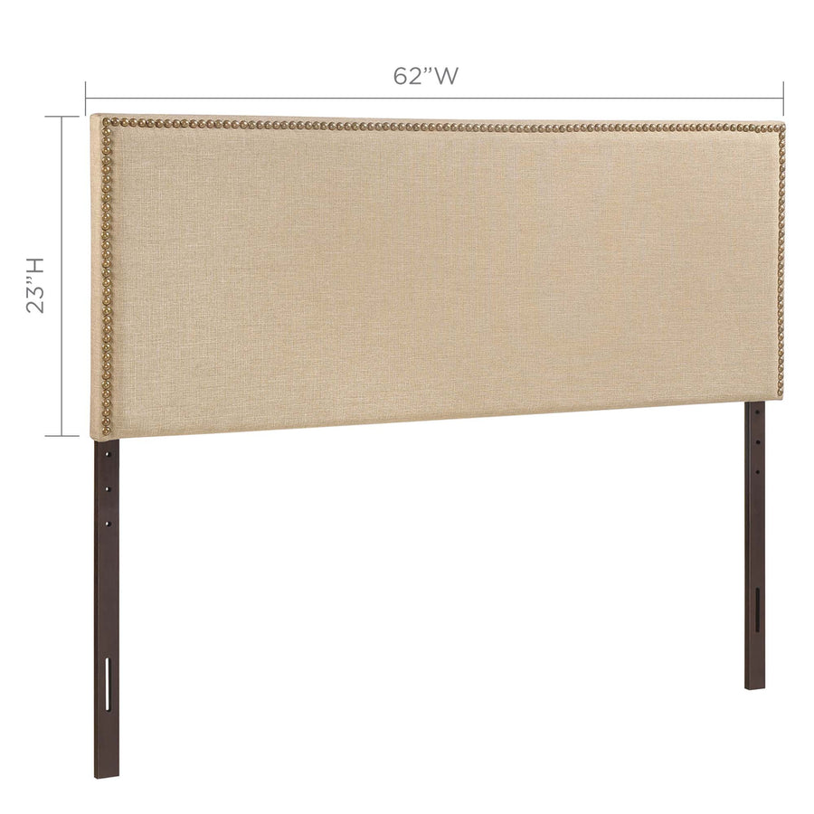 Grove Nailhead Upholstered Queen Headboard in Cafe