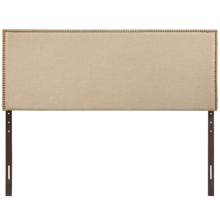 Region Nailhead Upholstered Queen Headboard in Cafe