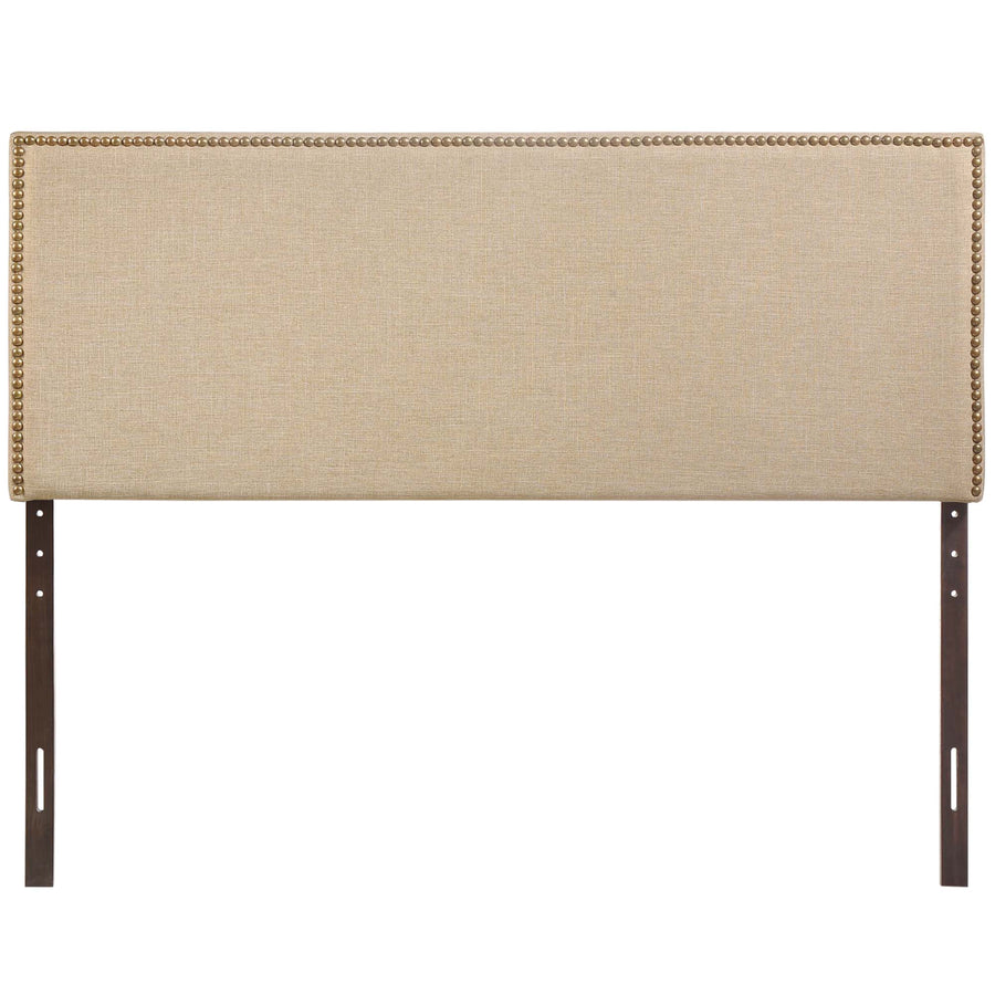 Grove Nailhead Upholstered Queen Headboard in Cafe