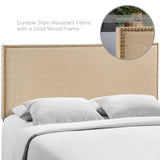 Grove Nailhead Upholstered Queen Headboard in Cafe
