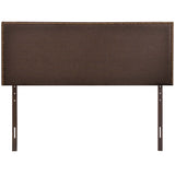 Grove Nailhead Upholstered Queen Headboard in Dark Brown