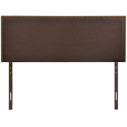 Region Nailhead Upholstered Queen Headboard in Dark Brown