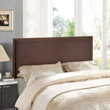 Grove Nailhead Upholstered Queen Headboard in Dark Brown