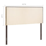 Grove Nailhead Upholstered Queen Headboard in Ivory
