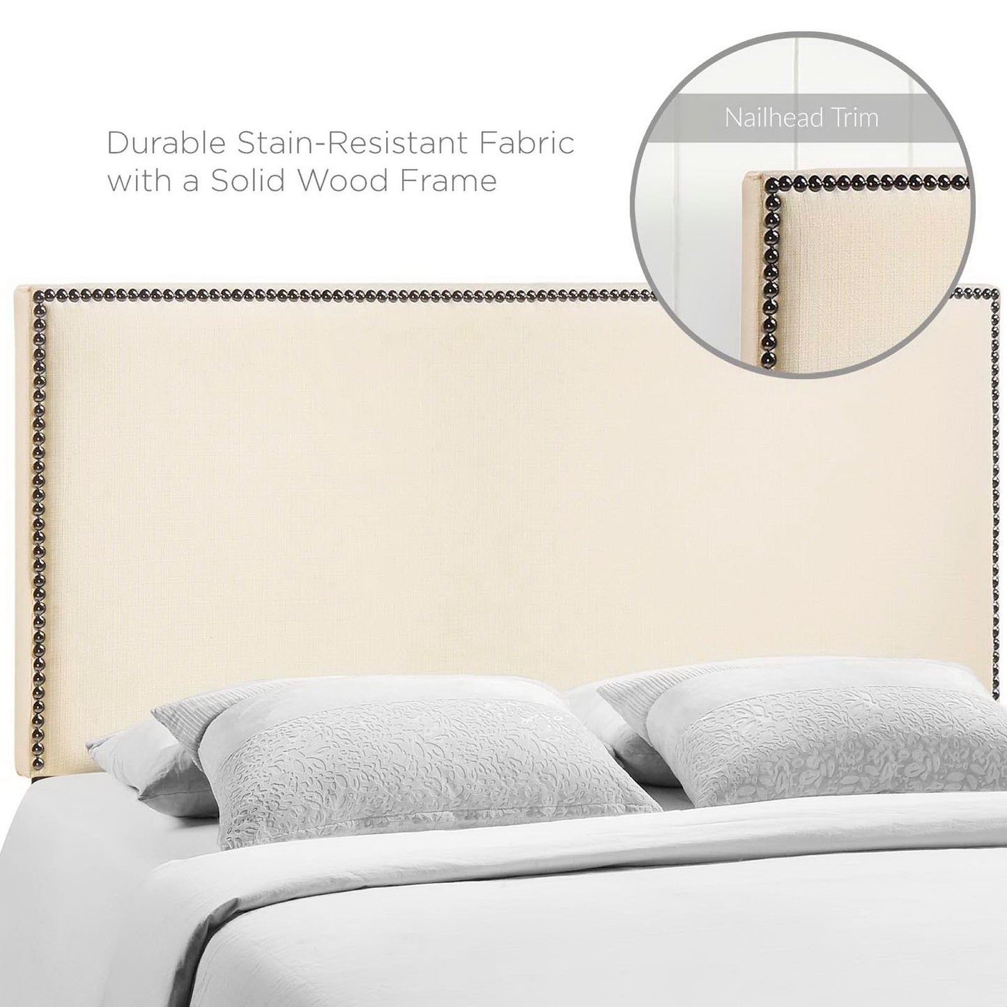 Region Nailhead Upholstered Queen Headboard by Furniture For America