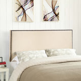 Grove Nailhead Upholstered Queen Headboard in Ivory