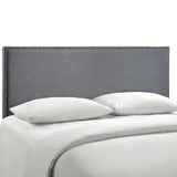 Grove Nailhead Upholstered Queen Headboard in Smoke