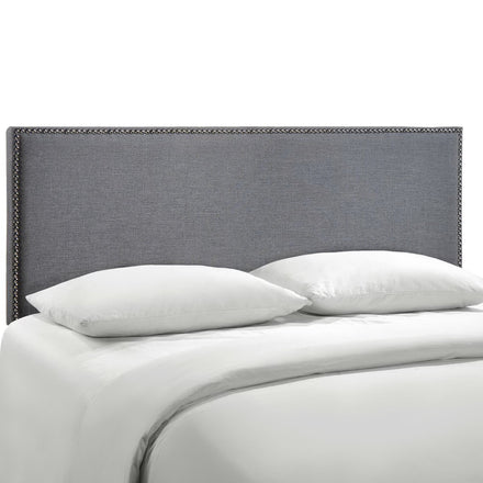 Region Nailhead Upholstered Queen Headboard in Smoke