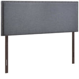 Grove Nailhead Upholstered Queen Headboard in Smoke