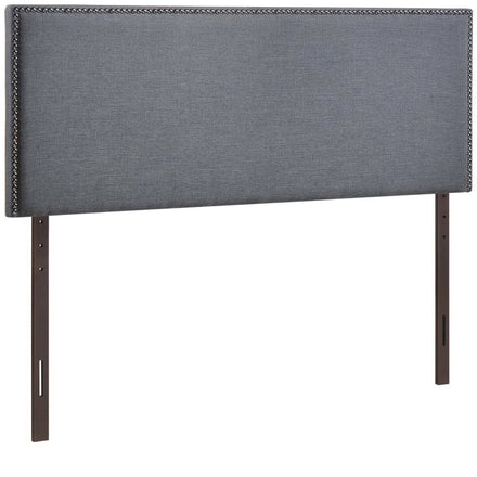 Region Nailhead Upholstered Queen Headboard in Smoke