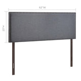 Grove Nailhead Upholstered Queen Headboard in Smoke