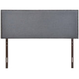 Grove Nailhead Upholstered Queen Headboard in Smoke
