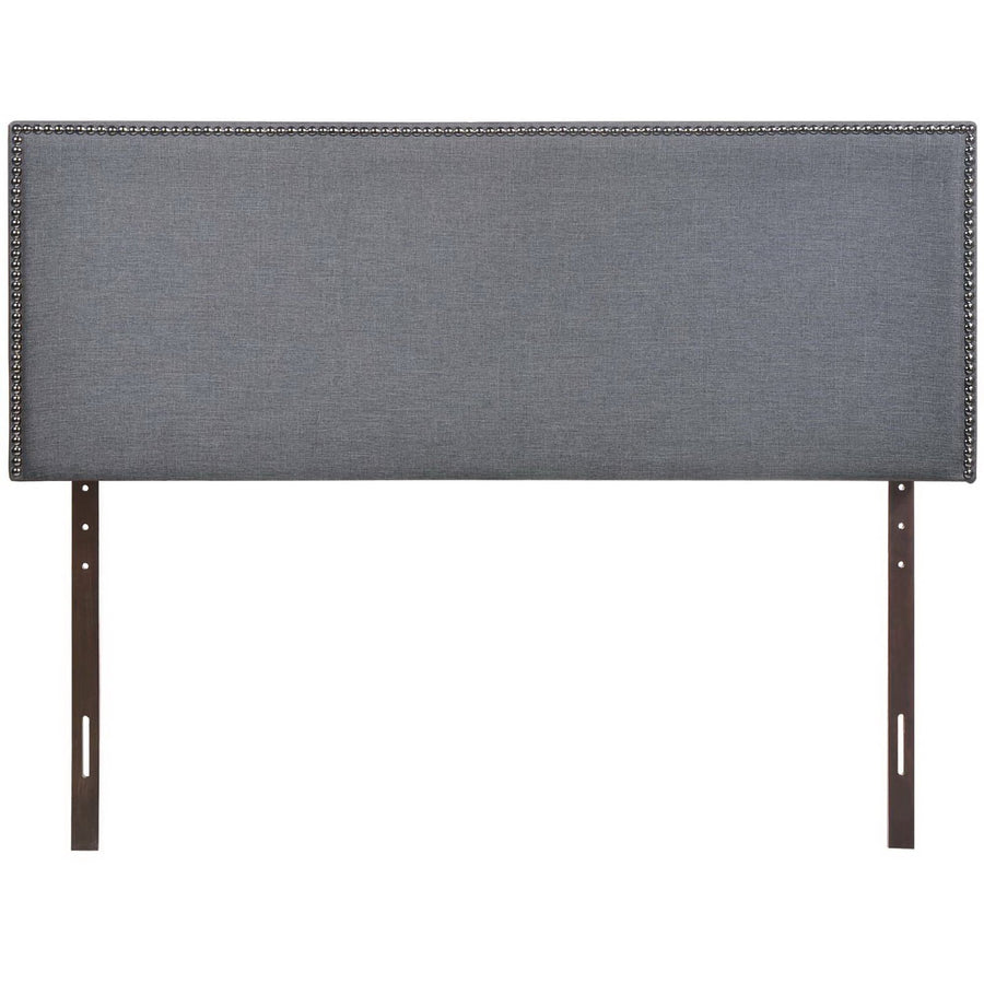 Grove Nailhead Upholstered Queen Headboard in Smoke