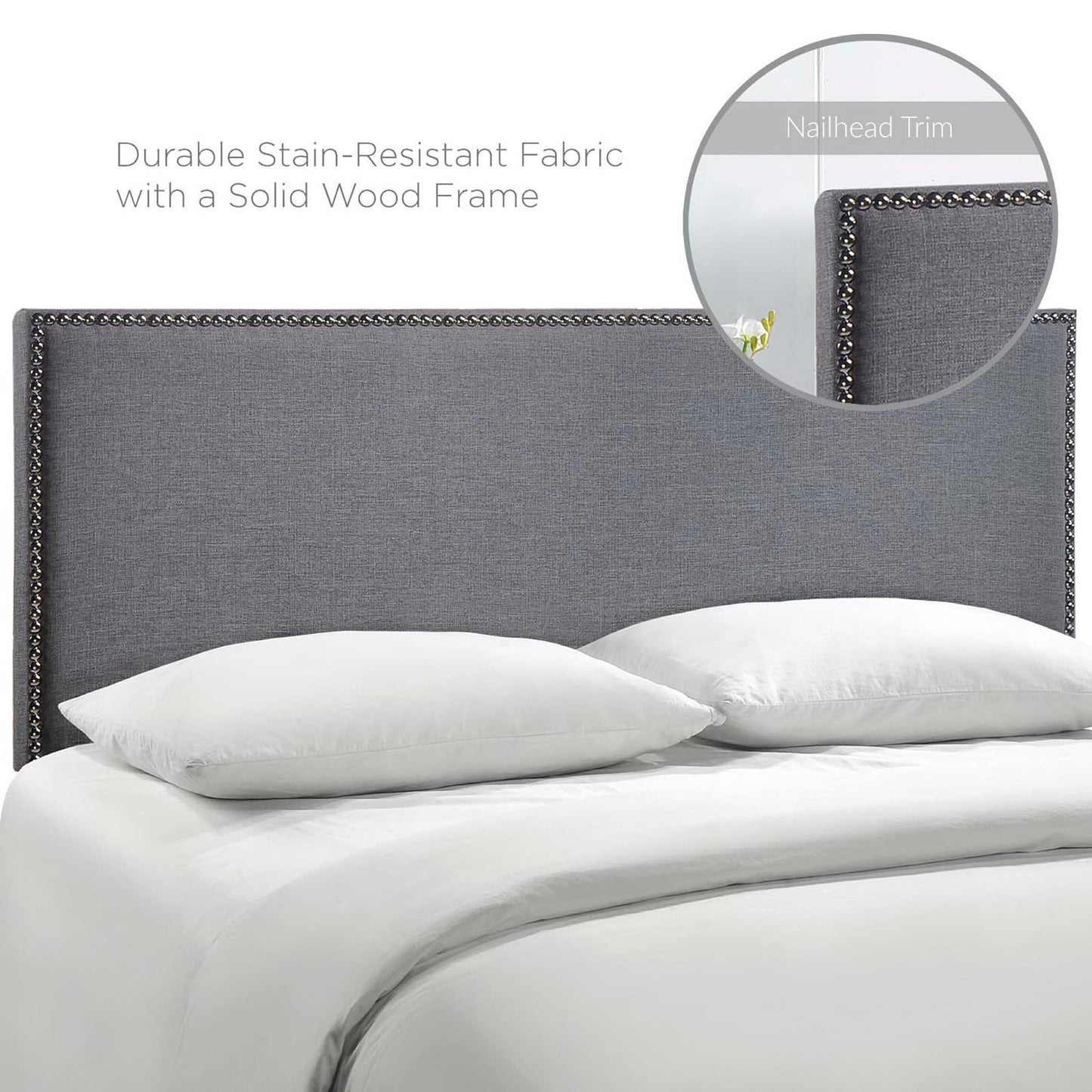 Region Nailhead Upholstered Queen Headboard by Furniture For America