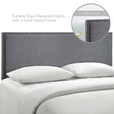 Grove Nailhead Upholstered Queen Headboard in Smoke