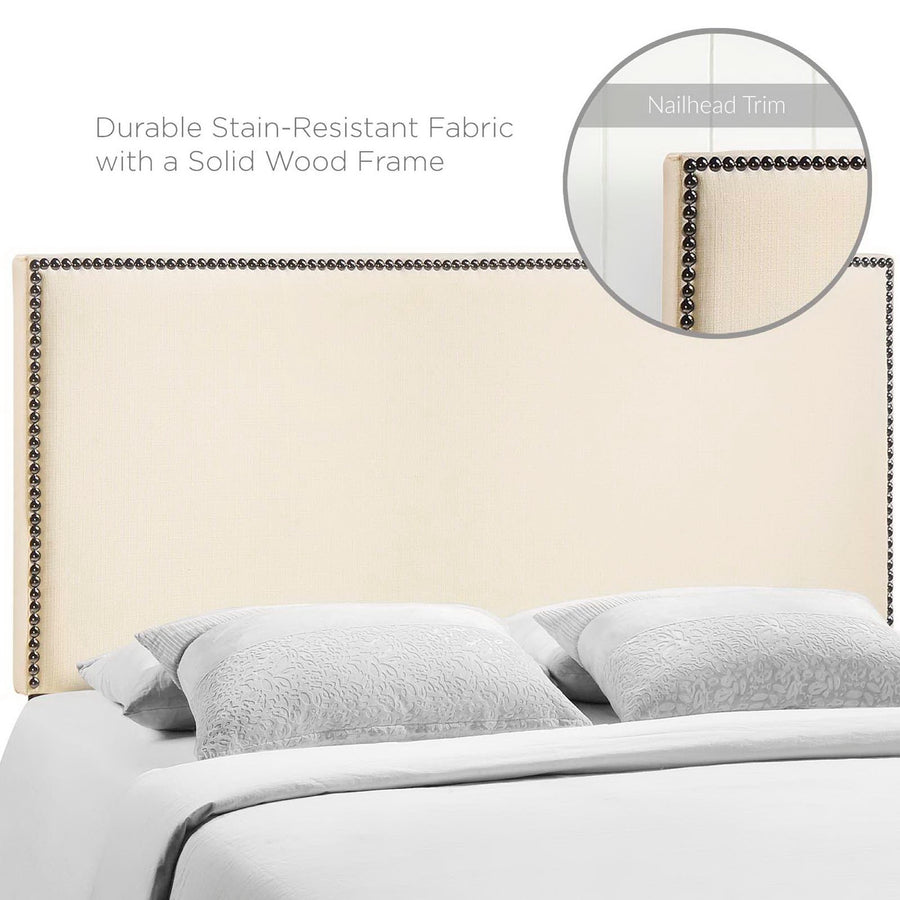 Grove Nailhead Upholstered Full Headboard in Ivory