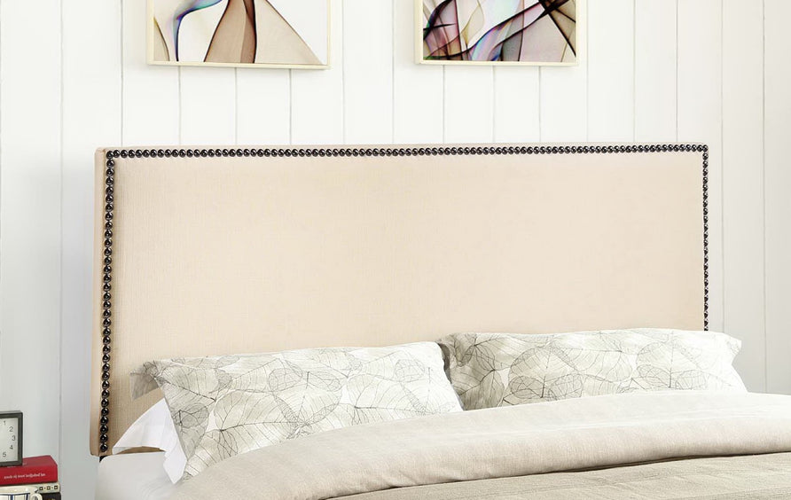 Grove Nailhead Upholstered Full Headboard in Ivory