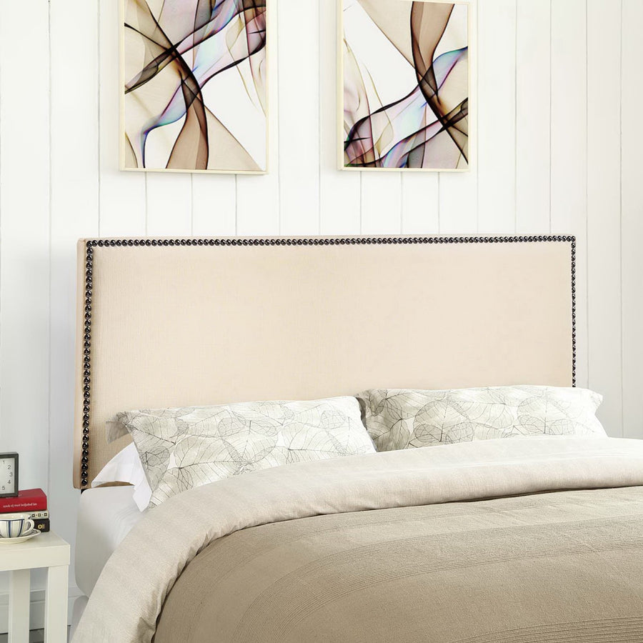 Grove Nailhead Upholstered Full Headboard in Ivory
