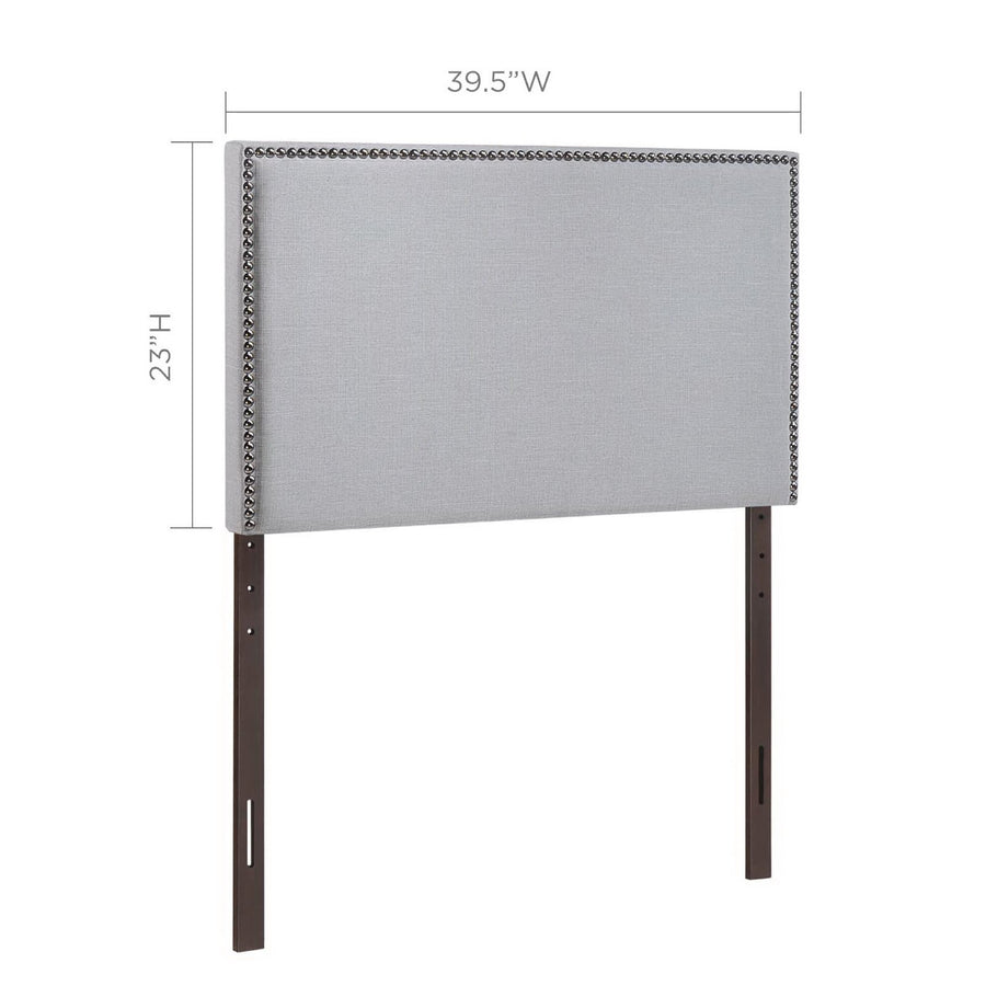 Grove Nailhead Upholstered Twin Headboard in Sky Gray