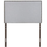 Grove Nailhead Upholstered Twin Headboard in Sky Gray