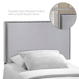 Grove Nailhead Upholstered Twin Headboard in Sky Gray