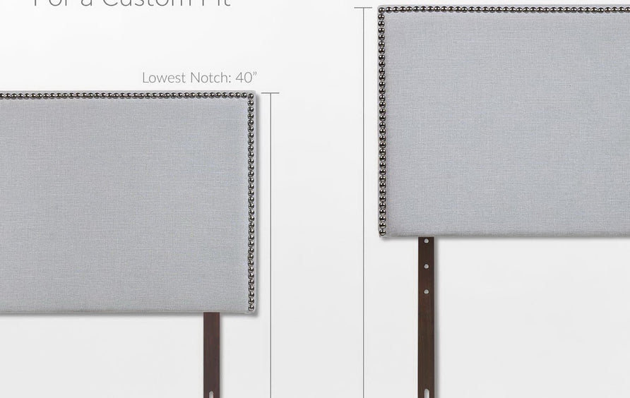 Grove Nailhead Upholstered Twin Headboard in Sky Gray