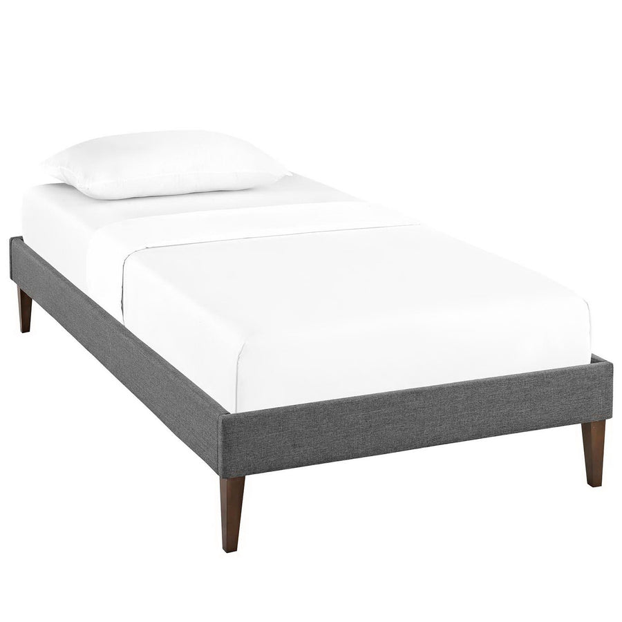 Aughrim Fabric Twin Bed Frame with Squared Tapered Legs in Gray
