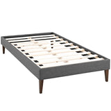 Aughrim Fabric Twin Bed Frame with Squared Tapered Legs in Gray