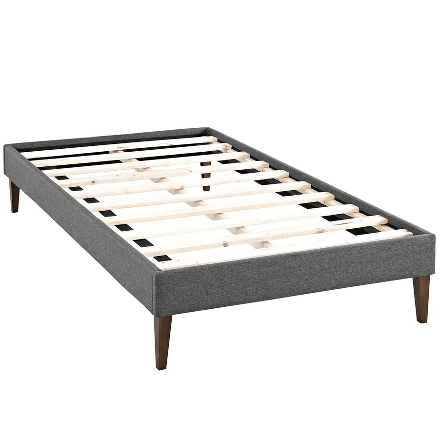 Aughrim Fabric Twin Bed Frame with Squared Tapered Legs in Gray