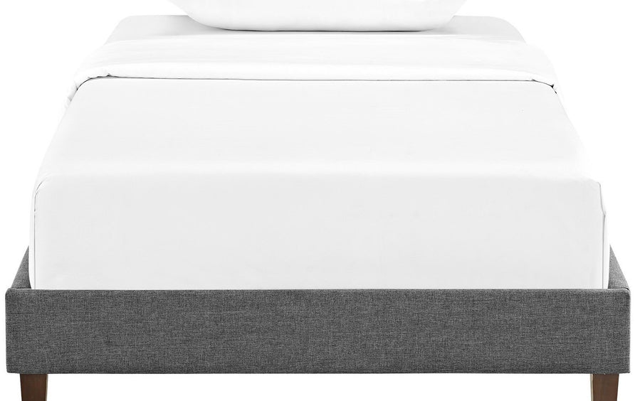 Aughrim Fabric Twin Bed Frame with Squared Tapered Legs in Gray