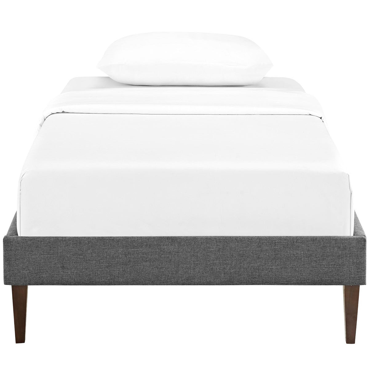 Sharon Fabric Twin Bed Frame with Squared Tapered Legs in Gray