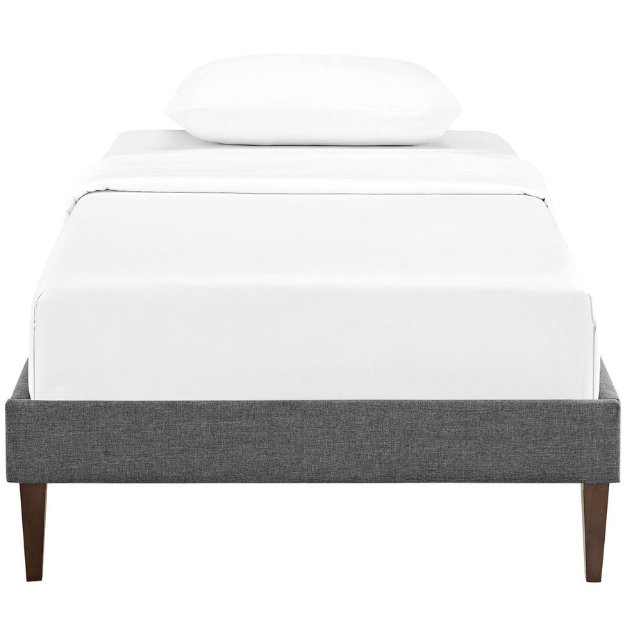 Aughrim Fabric Twin Bed Frame with Squared Tapered Legs in Gray