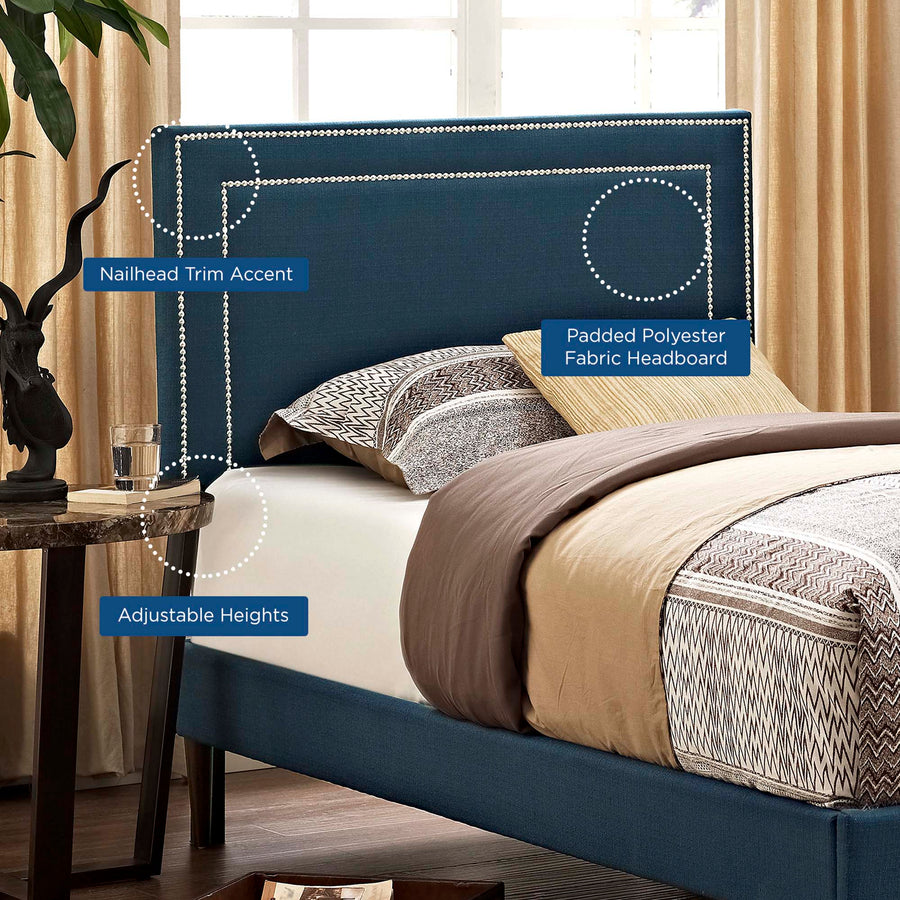 Yarrow Upholstered Fabric Twin Headboard in Azure