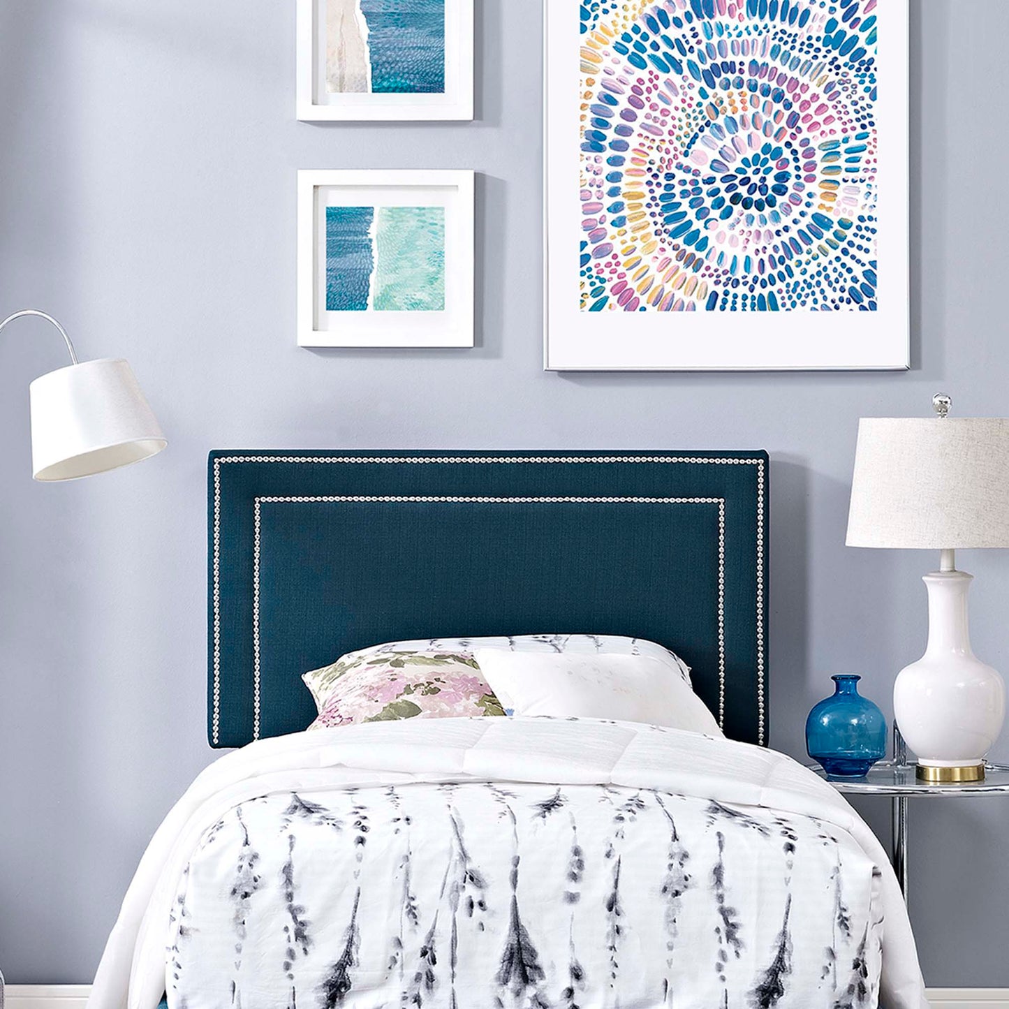 Jessamine Upholstered Fabric Twin Headboard by Furniture For America