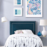 Yarrow Upholstered Fabric Twin Headboard in Azure