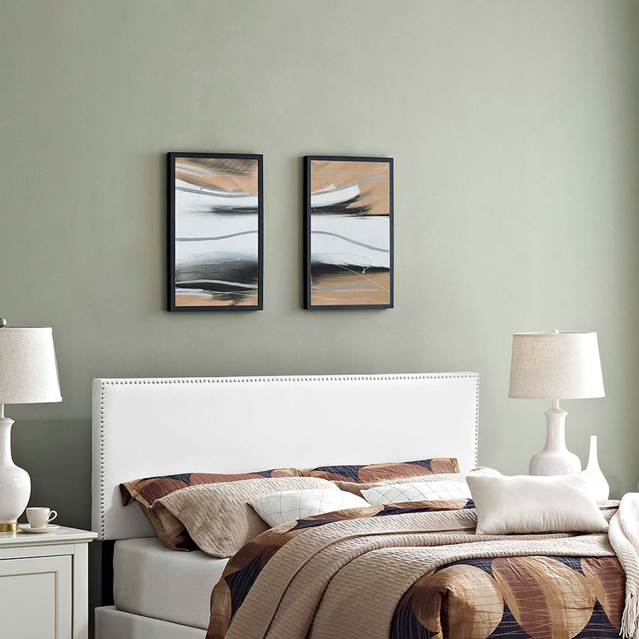 Ara Upholstered Vinyl Full Headboard in White