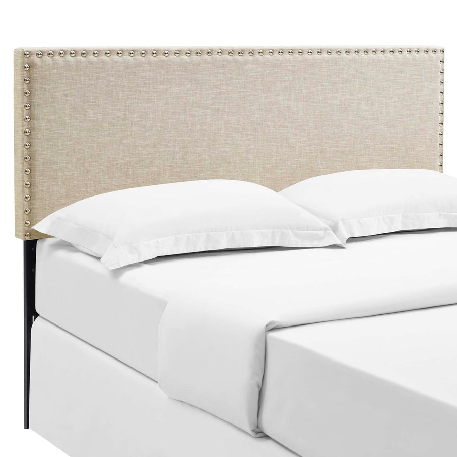 Ara Upholstered Fabric Queen Headboard in Beige